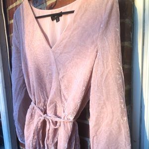 J. Crew In Drapery Pink Velvet Faux-wrap top